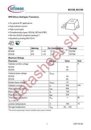 BCV 29 E6327 datasheet  